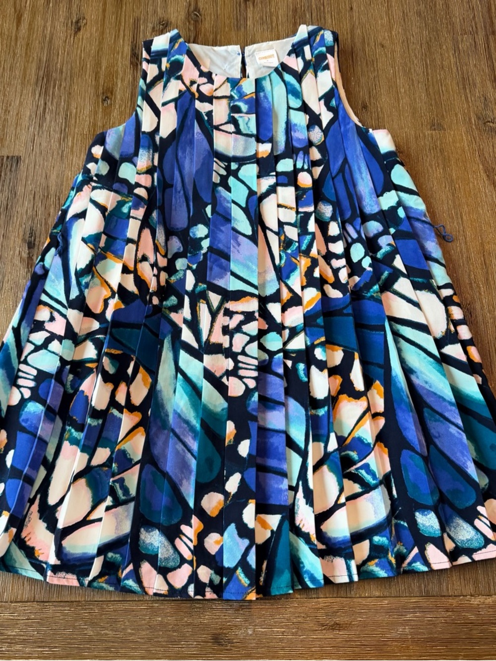 Gymboree Girls Pleated Blue Abstract Print Dress size 7